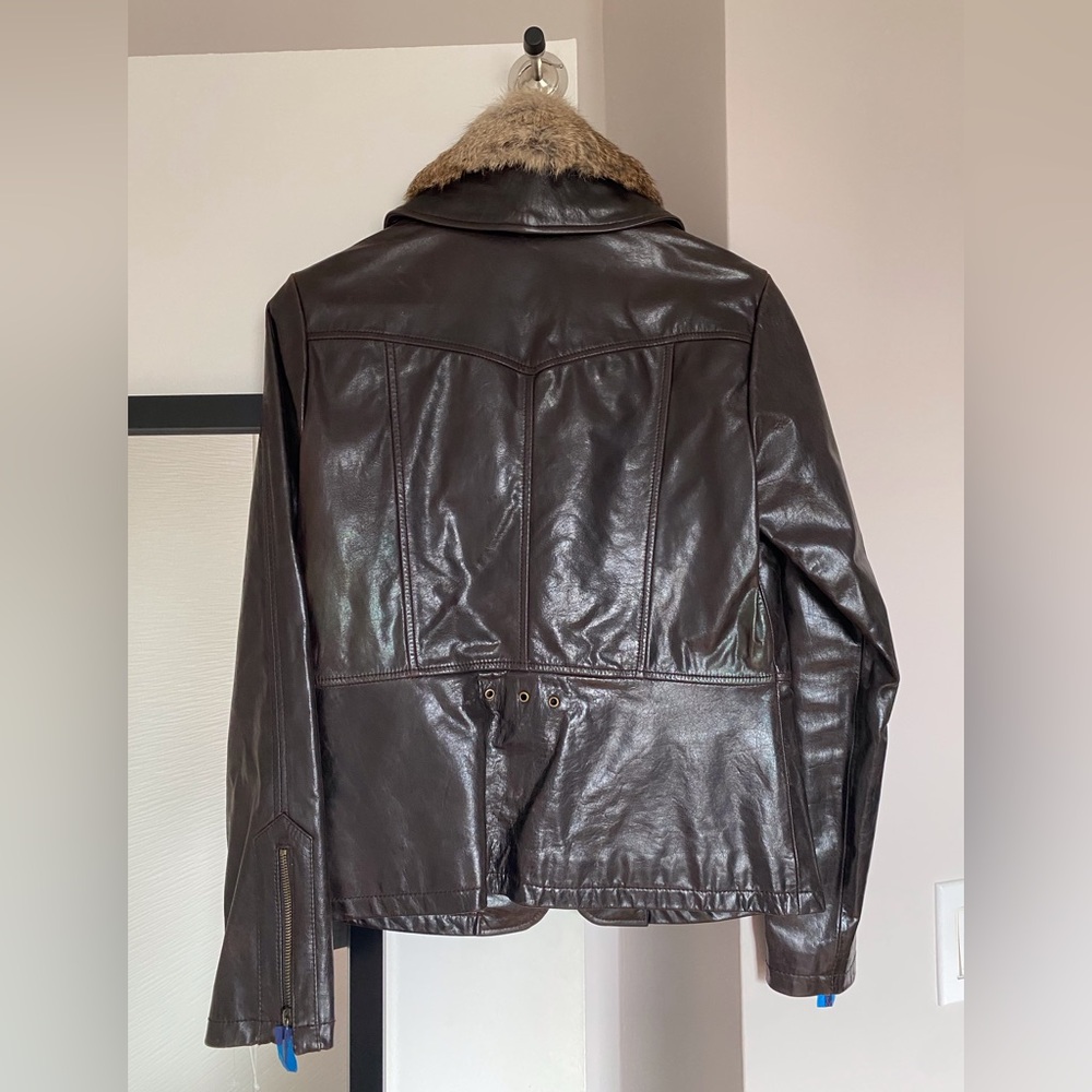 LAUNDRY by Shelli Segal NWOT Vintage Leather Jacket w/detachable fur collar. - Picture 2 of 15